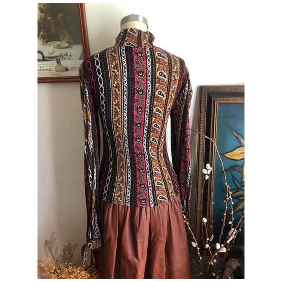 Free People Paisley tapestry 70s long sleeve top - Picture 7 of 8